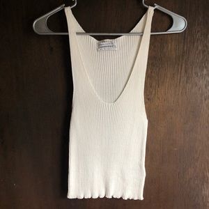 white knitted tank top